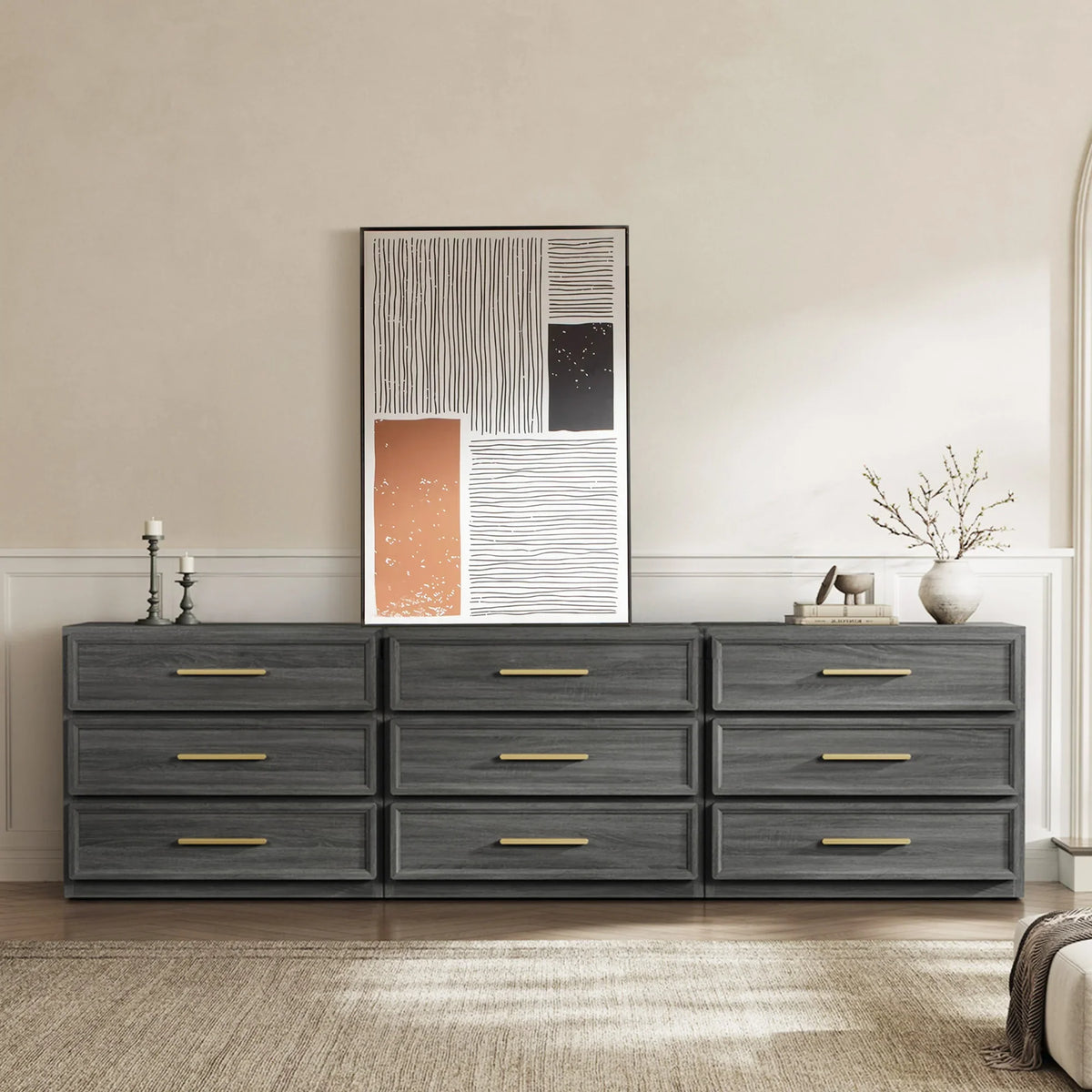 Crescent Modular 26.6'' Tall 9 Drawers Dresser and Nightstands Set