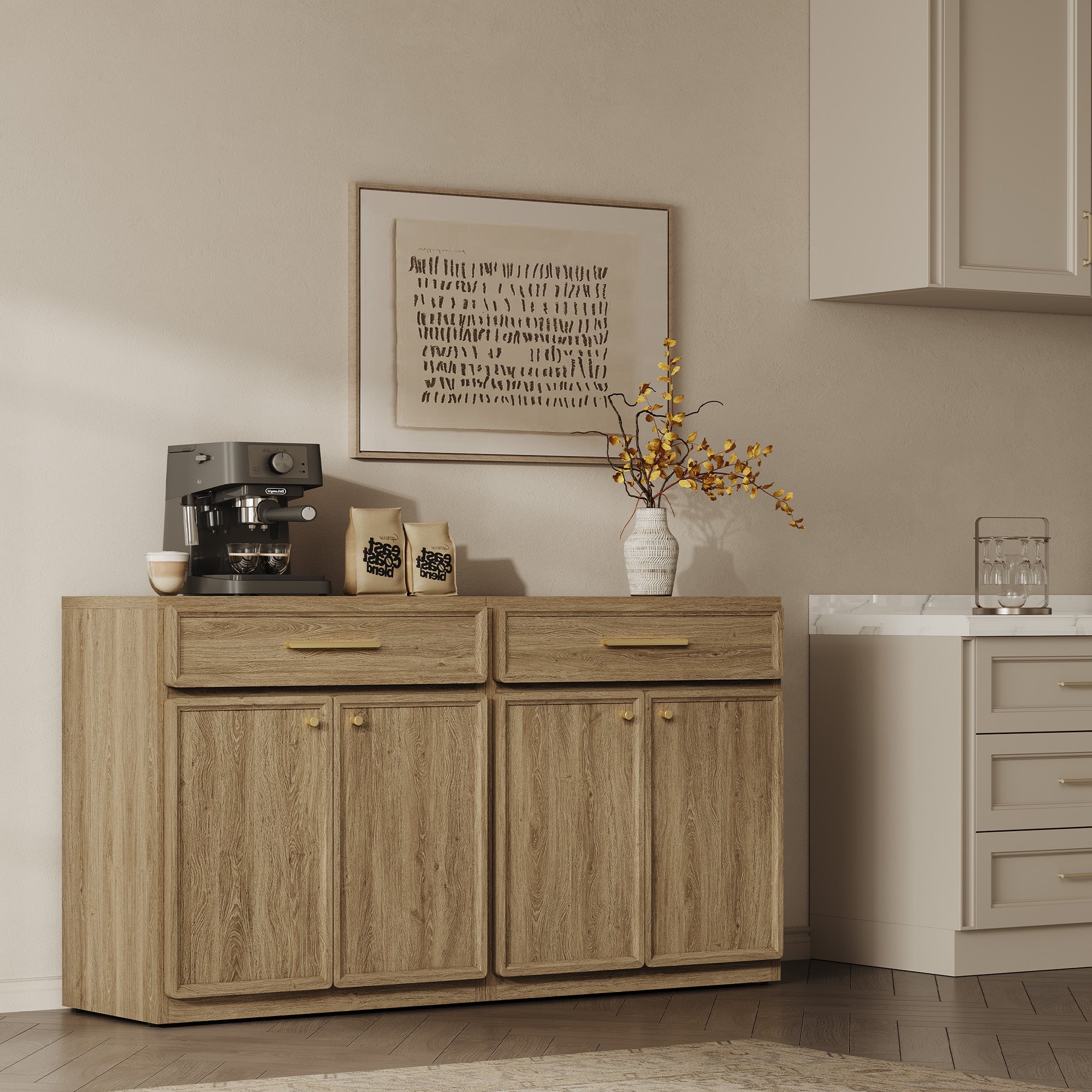Crescent Sideboard Cabinet, Flexible Storage
