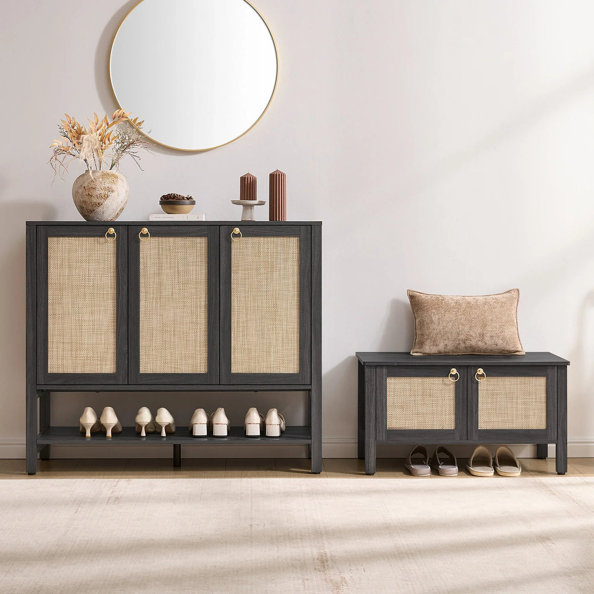 Terra White Shoe Cabinet, 3 Doors