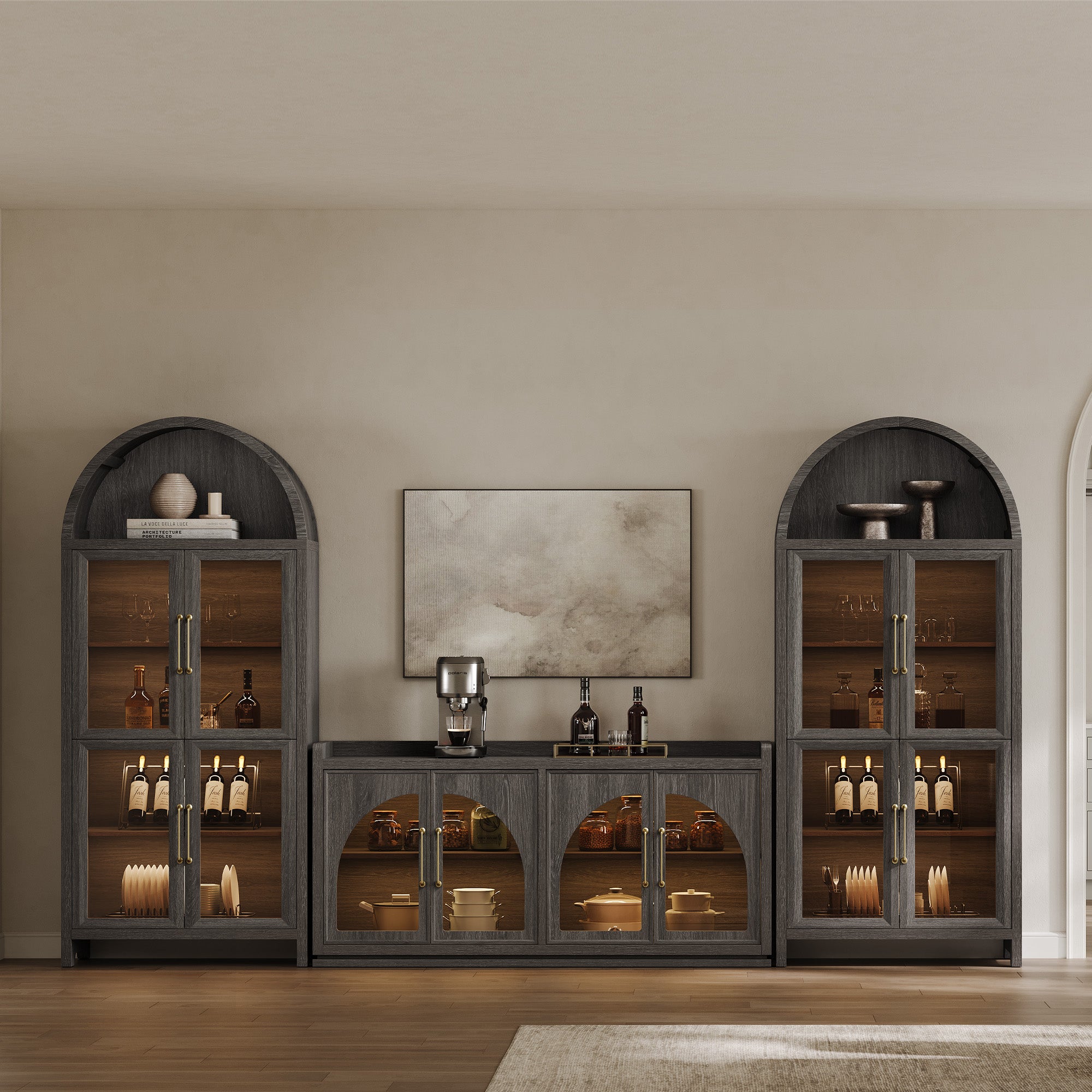 Helio Modern Glass-Door Display Cabinet