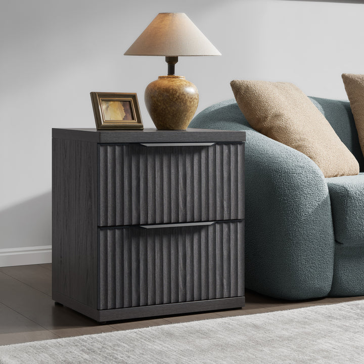 Stria 2-Drawer Nightstand with Interchangeable Panels