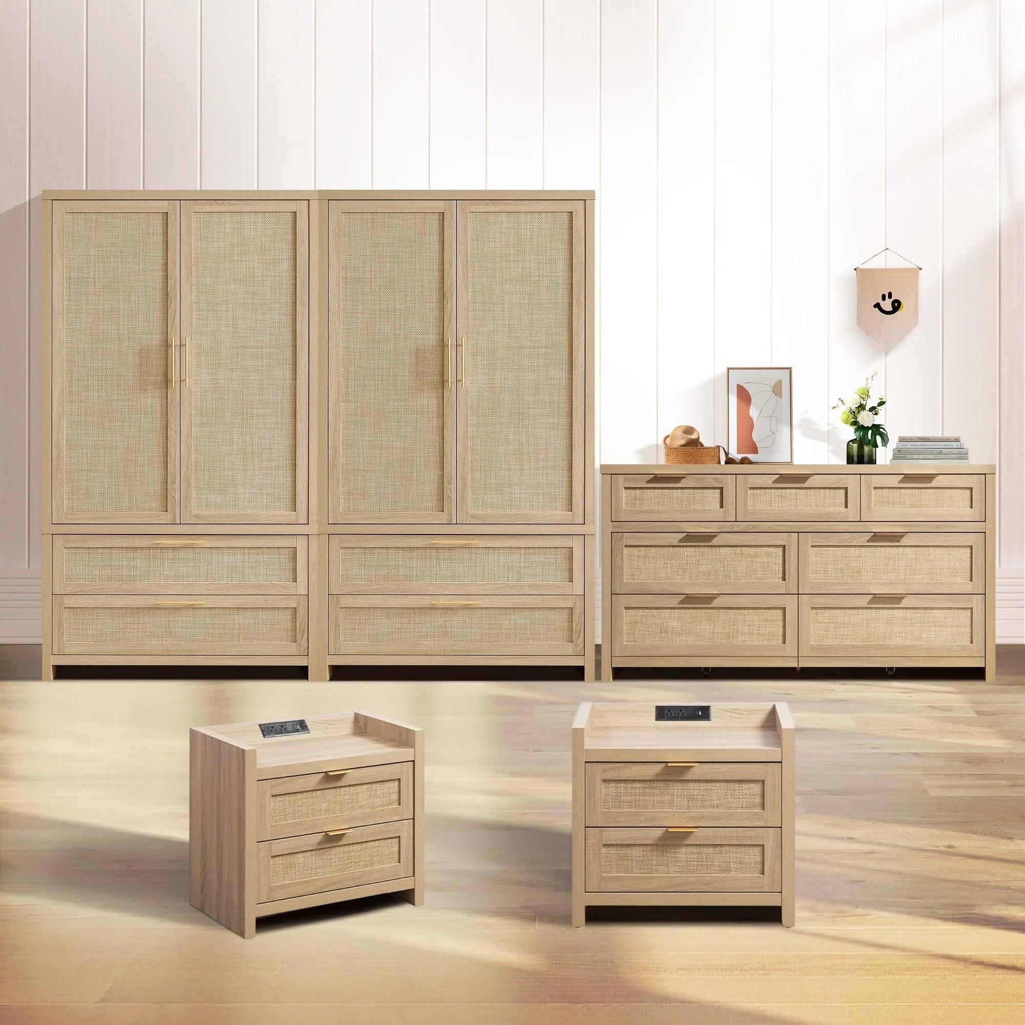 Savanna Wardrobes Closet,Dresser and Nightstand Set