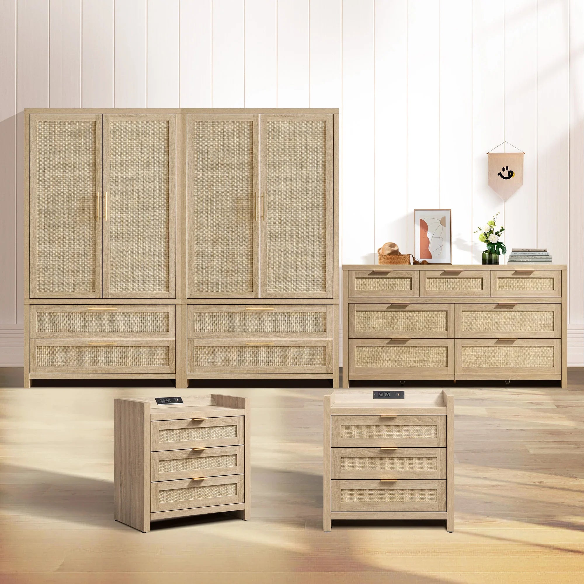 Savanna Dresser, Nightstand and Wardrobe Bedroom Set