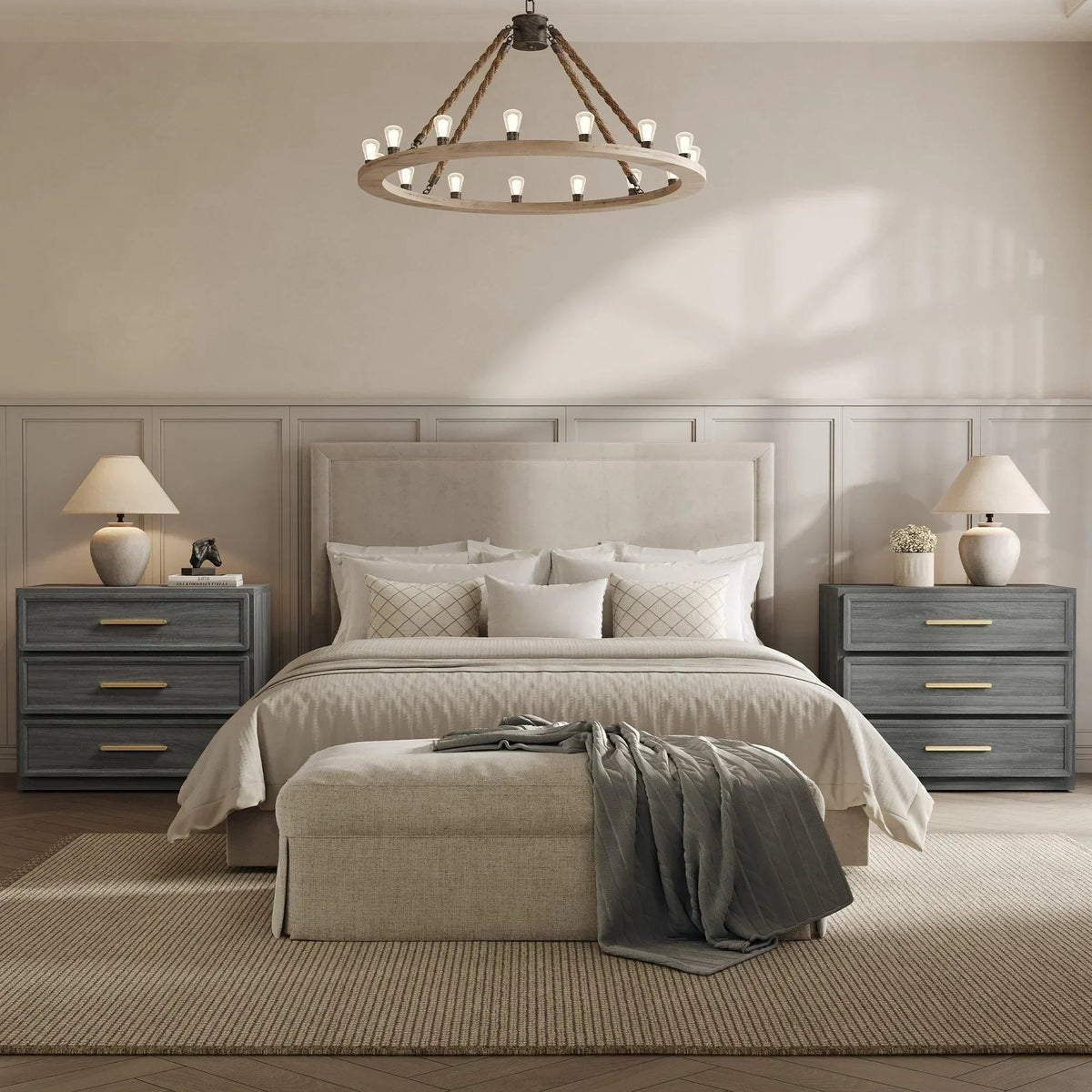 Crescent Modular 9 Drawers Dresser, 93.9 Inch Wide - Walnut Brown - 3-Piece Set