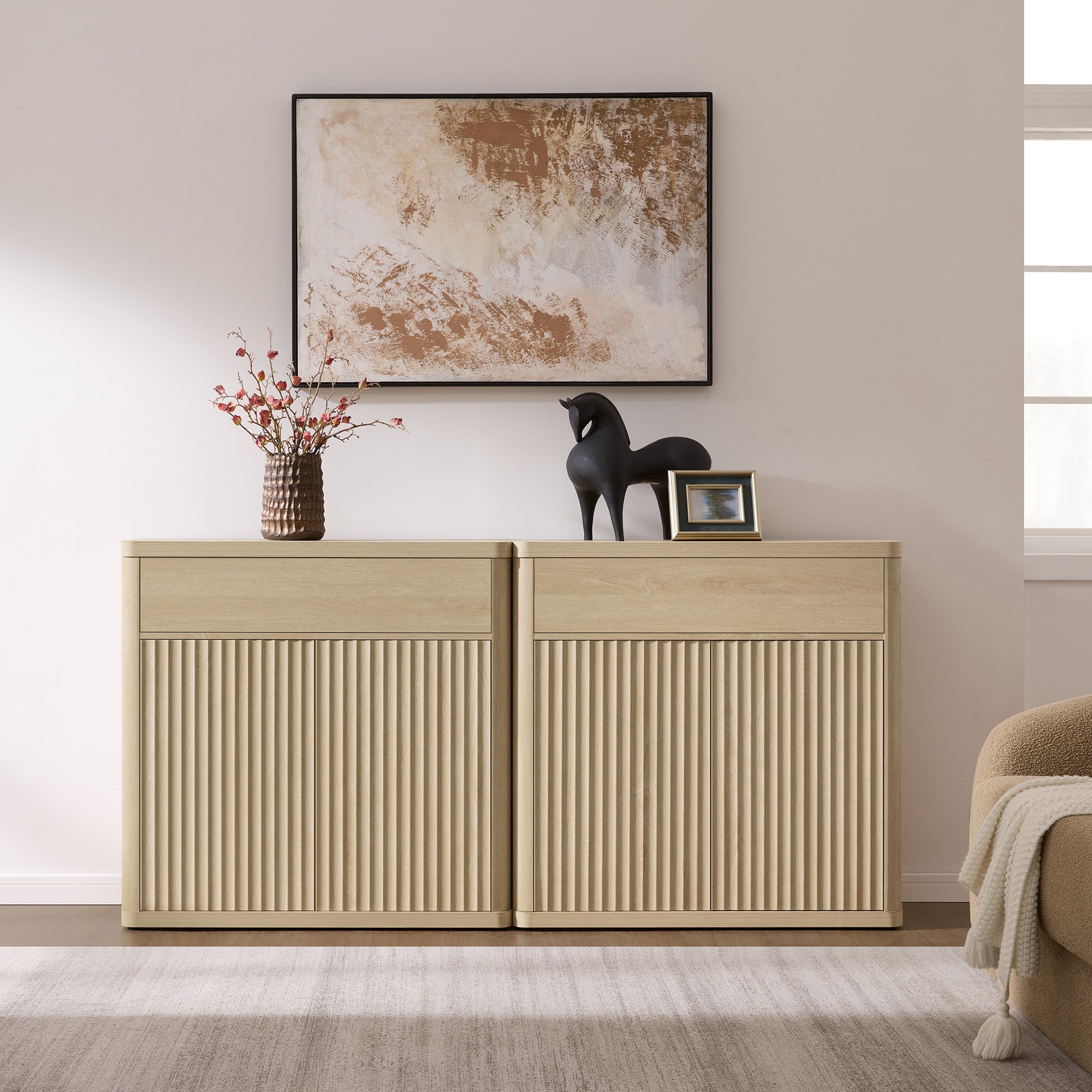 Cas Fluted Sideboard Buffet, Large Storage