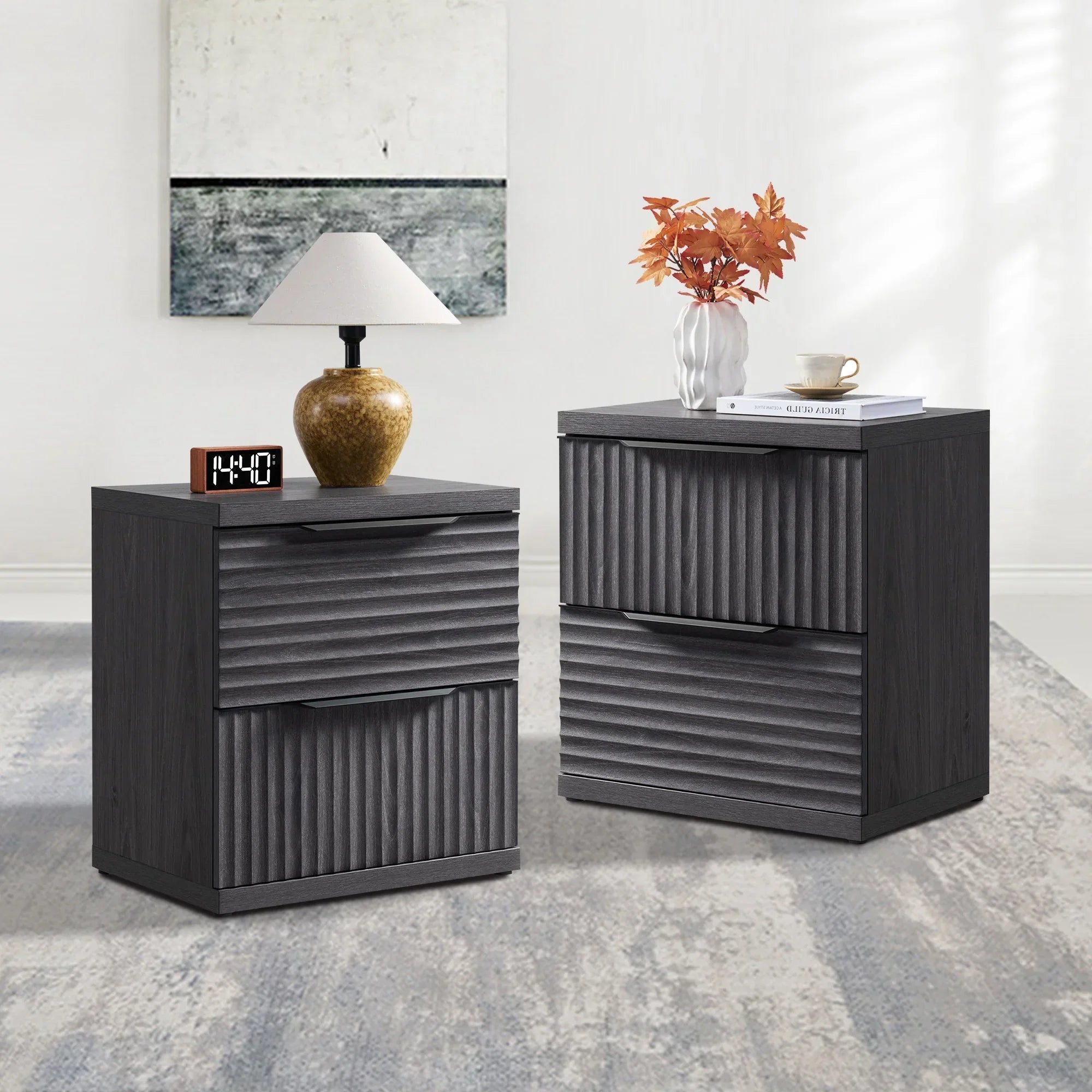 Stria Nightstand with Drawers