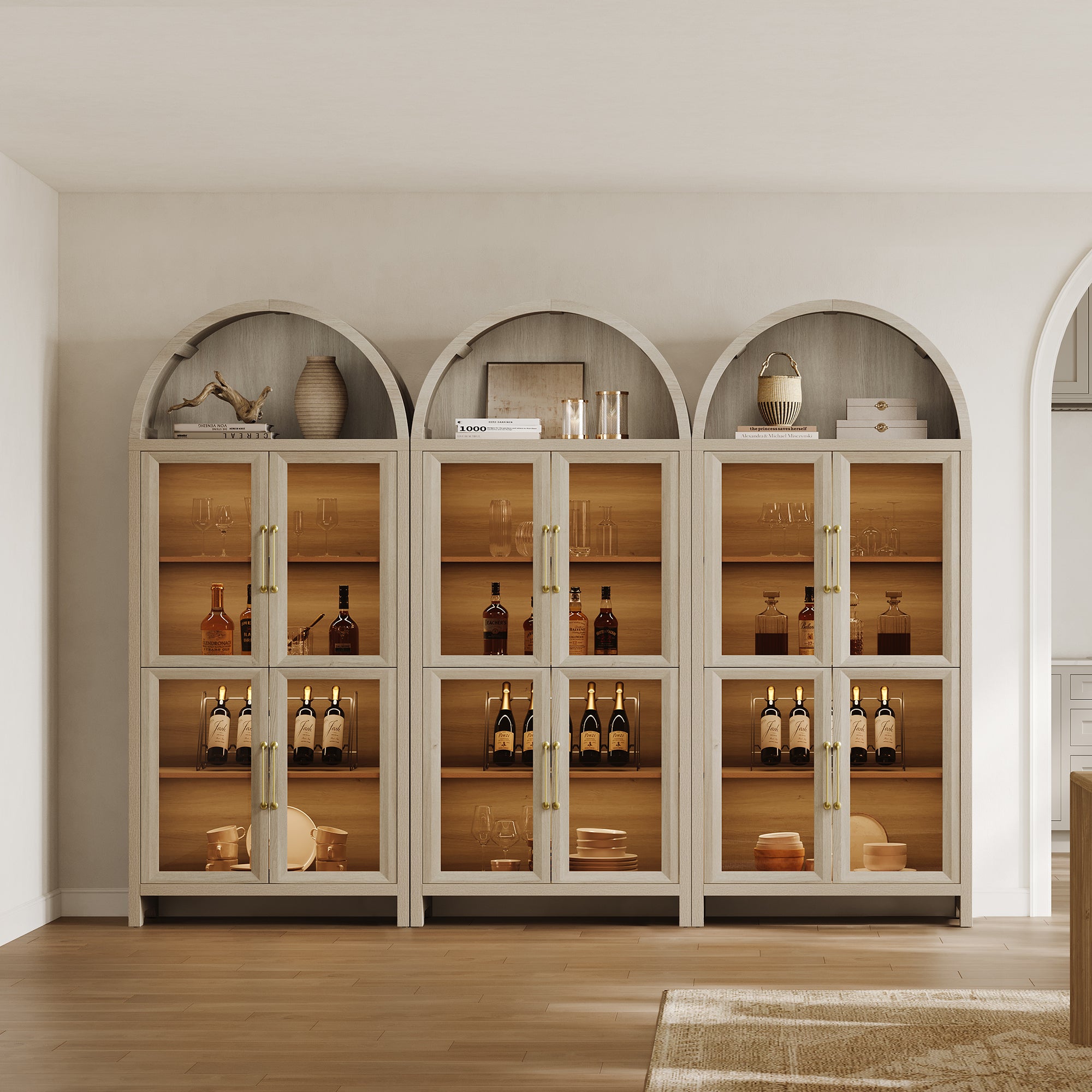 Helio Modern Glass-Door Display Cabinet