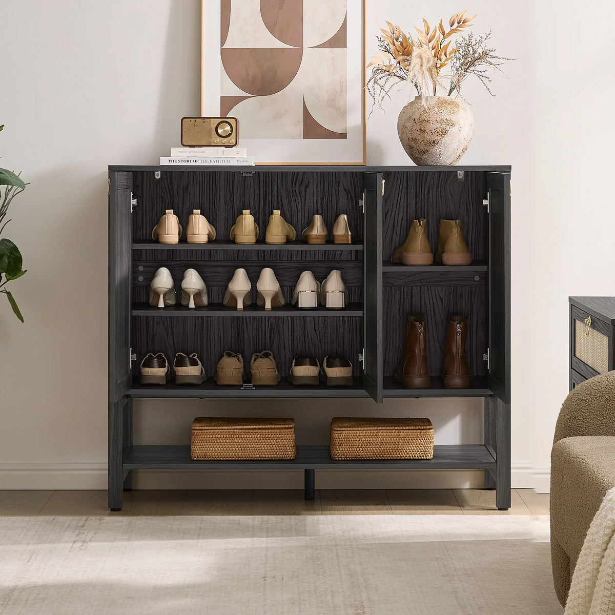 Terra White Shoe Cabinet, 3 Doors