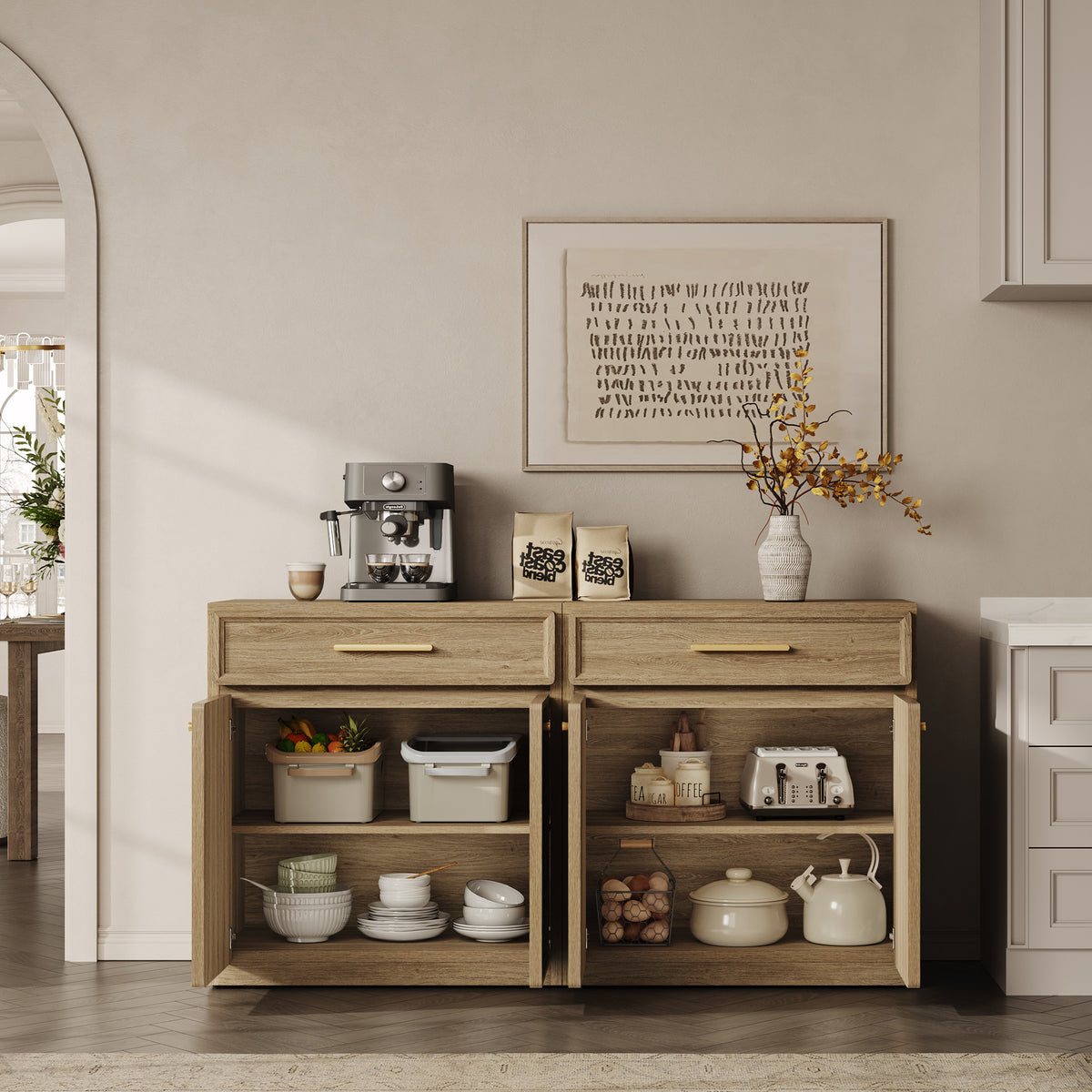 Crescent Sideboard Cabinet, Flexible Storage