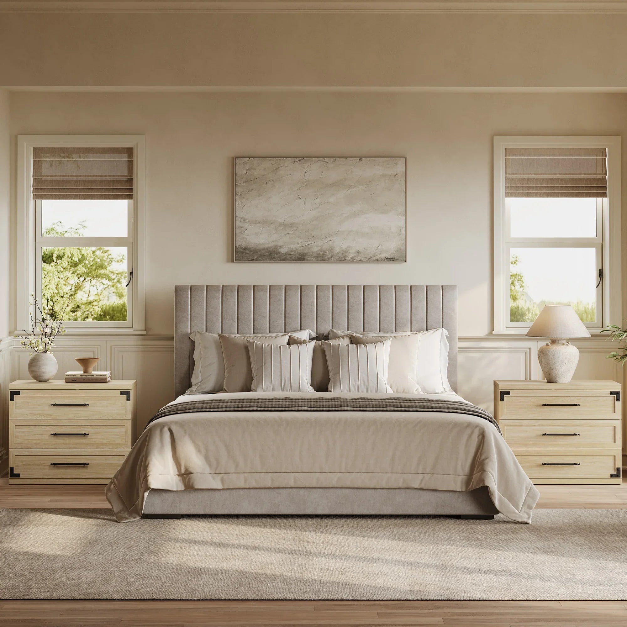 Willow 3-Drawers Nightstands Set - 2 Pieces - Oak Brown