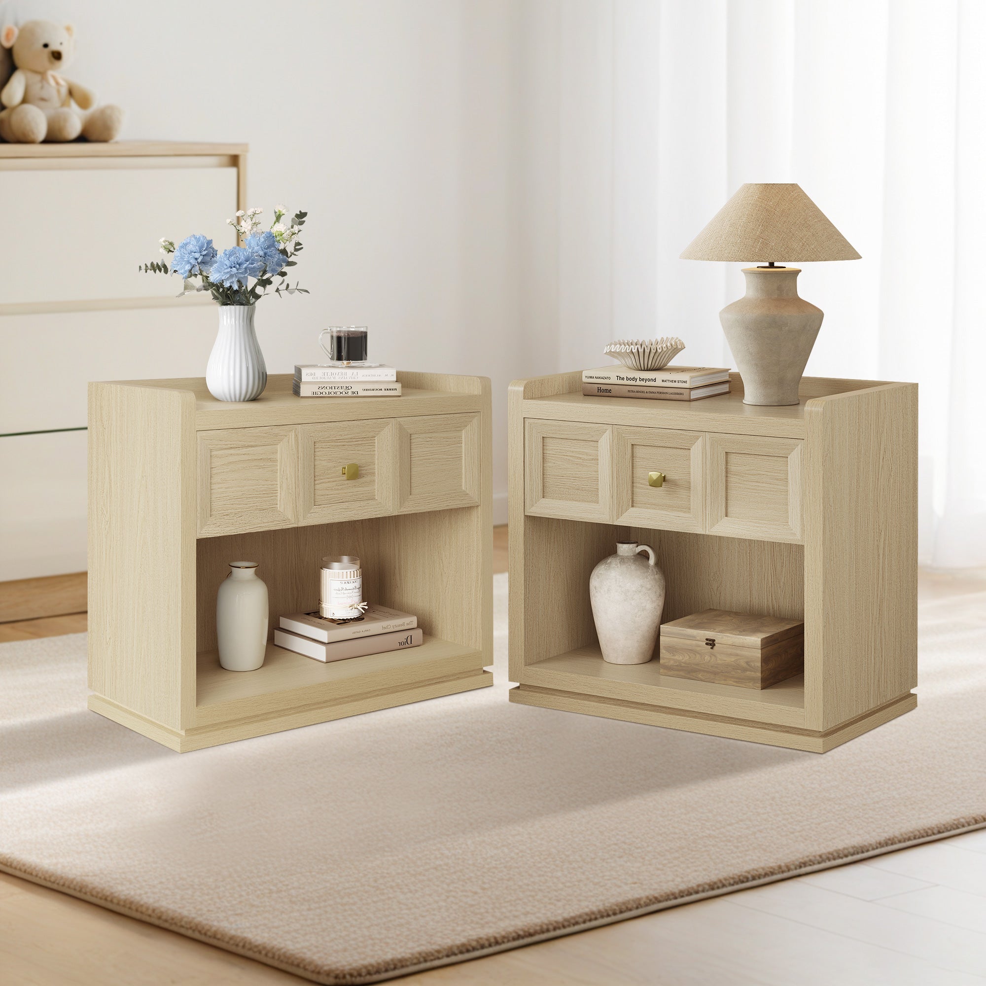 Helio 1-Drawer Nightstand Set of 2
