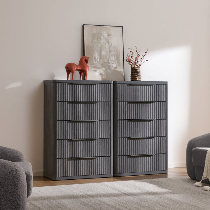 Cas Tall 5 Drawers Dresser, Set of 2