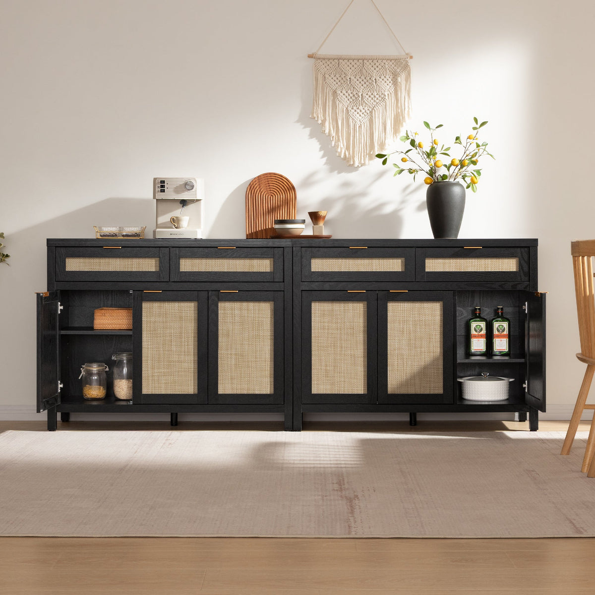 Savanna Sideboard Cabinet, Flexible Storage, Set of 2