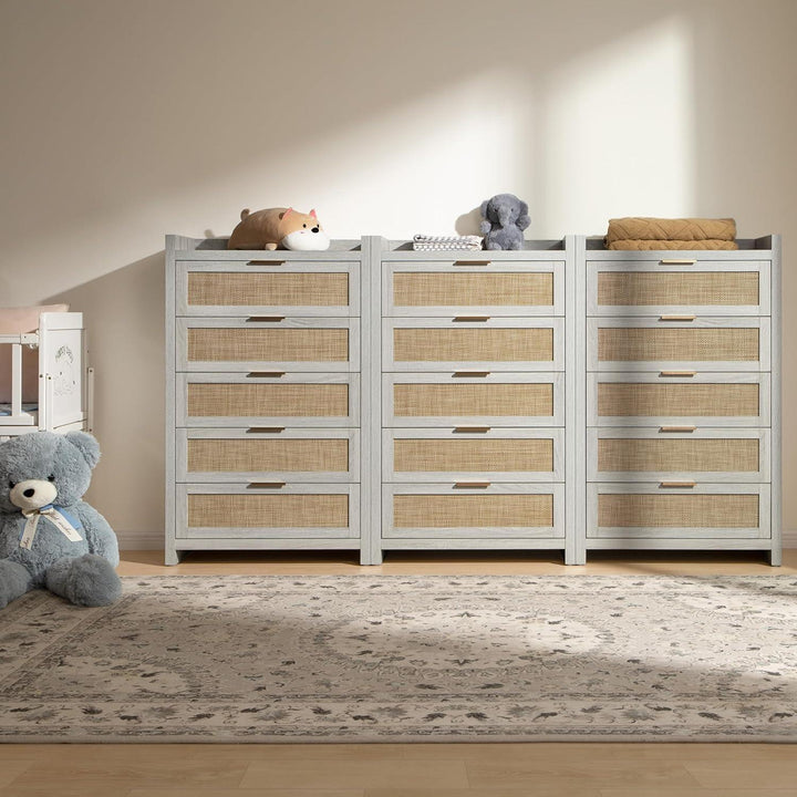 Savanna Rattan Dresser, 5 Drawers