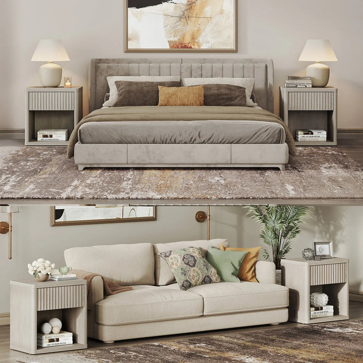 Cas 6 Drawers Dresser and 1 Drawer Nightstands Set for Bedroom