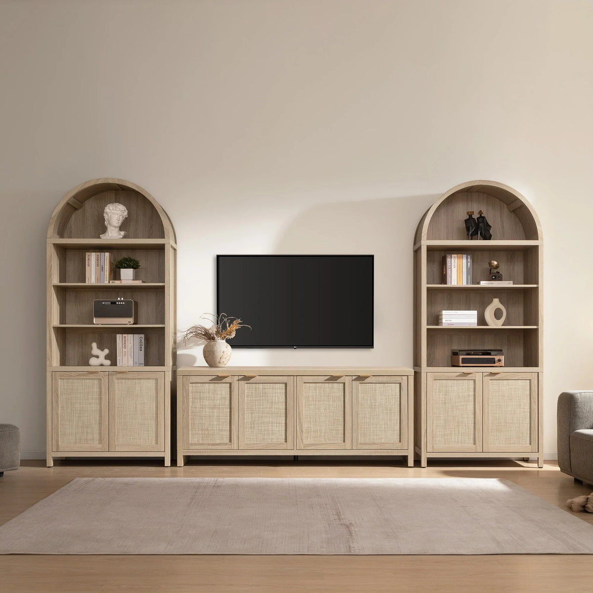 Savanna Arched Bookcase, 84.2Inch Height, Set of 3