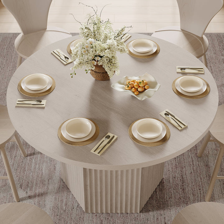 Cas Dining Table and Chairs Set for 6, Solid Wood - White Alder - 1 Table & 4 Chairs
