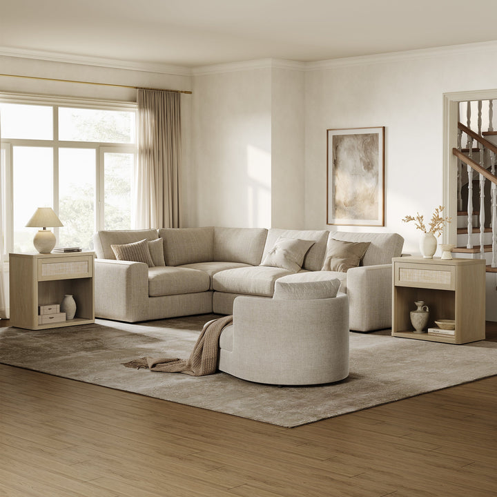 Zura Sectional Bedroom Sets, Large Storage for Bedroom - Sand Oak - 1 Set