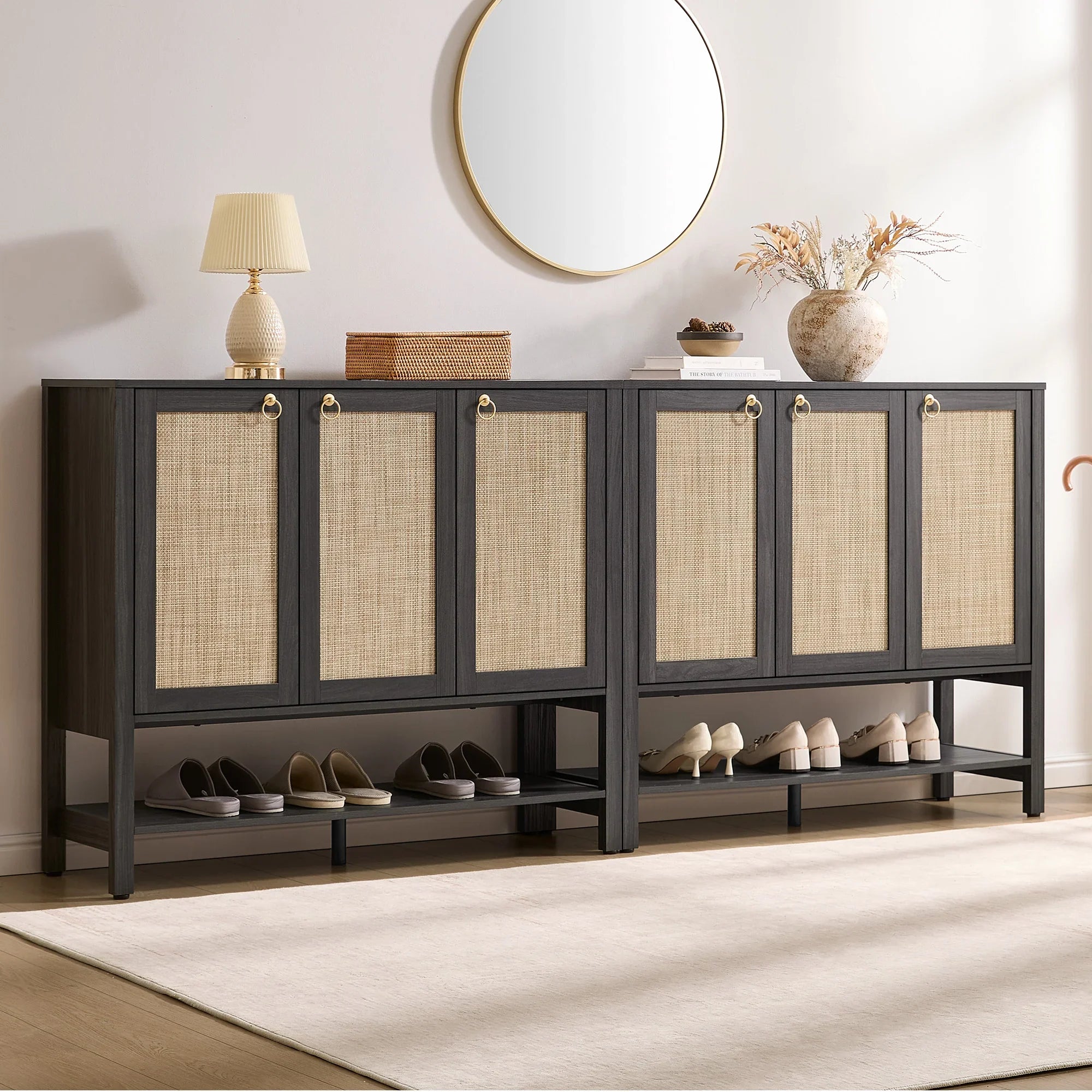 Terran White Shoe Cabinet, 3 Doors