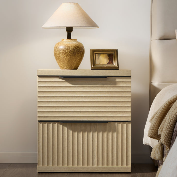 Stria Nightstand with Drawers