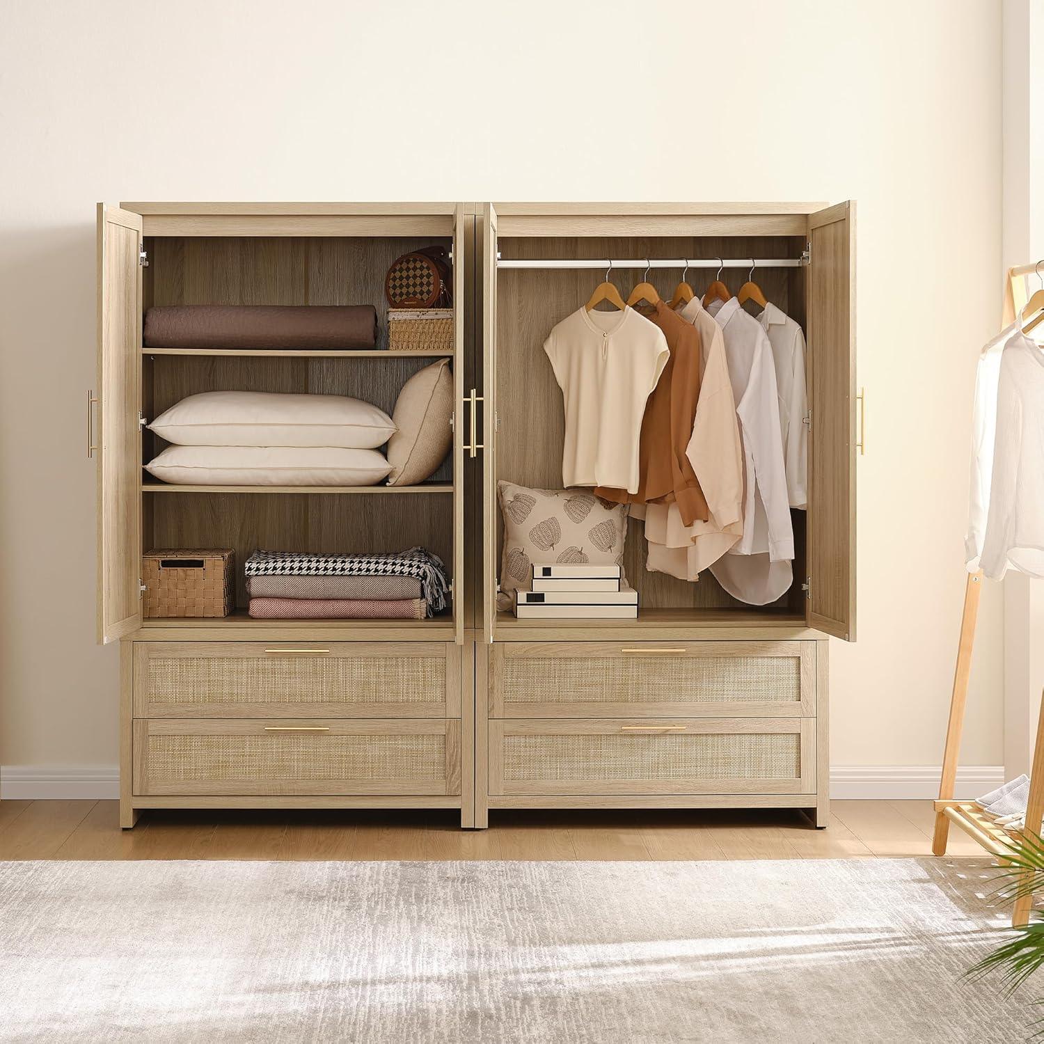Savanna Rattan Wardrobe, 2 Drawers
