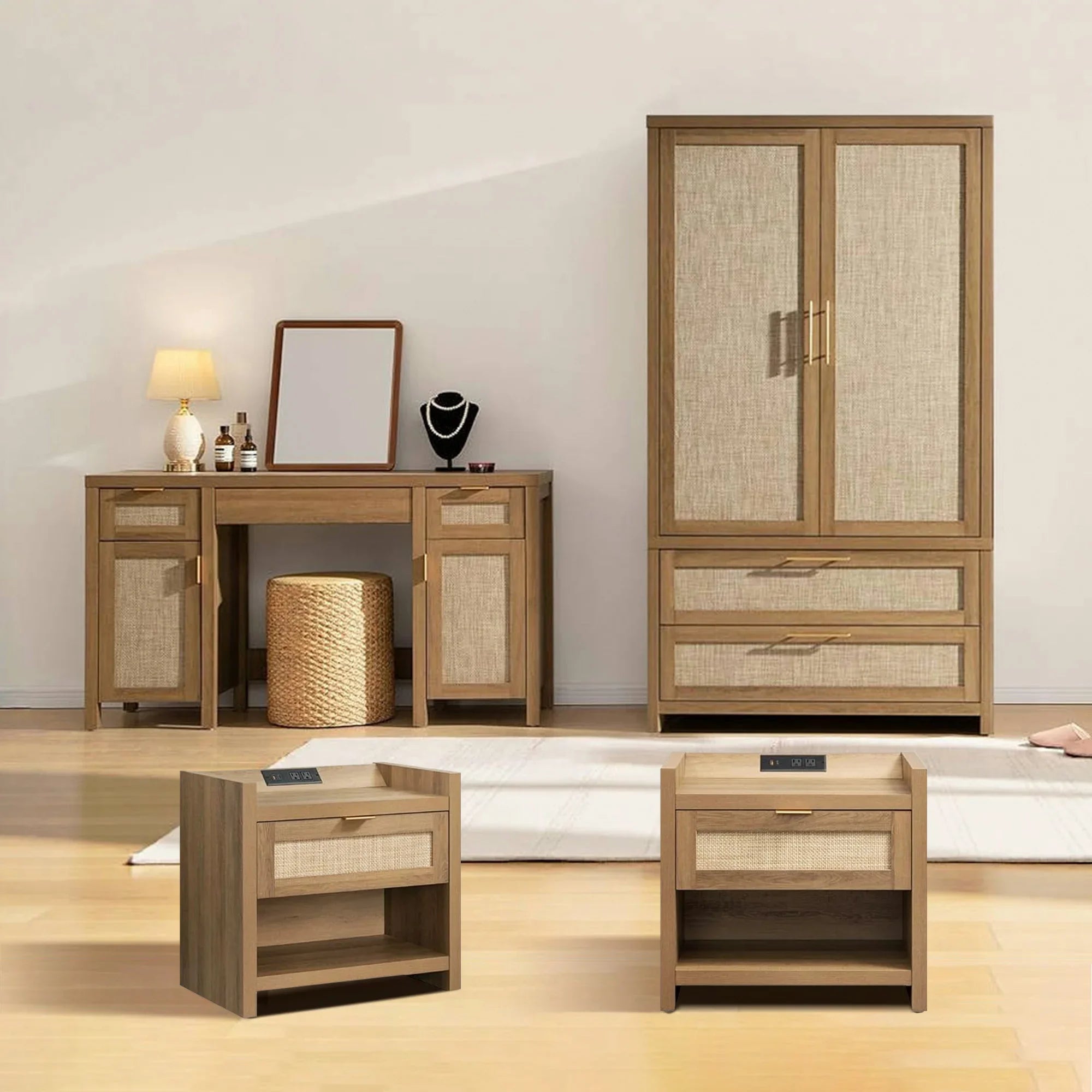 Savanna Makeup Vanity, Wardrobe and Nightstands Set