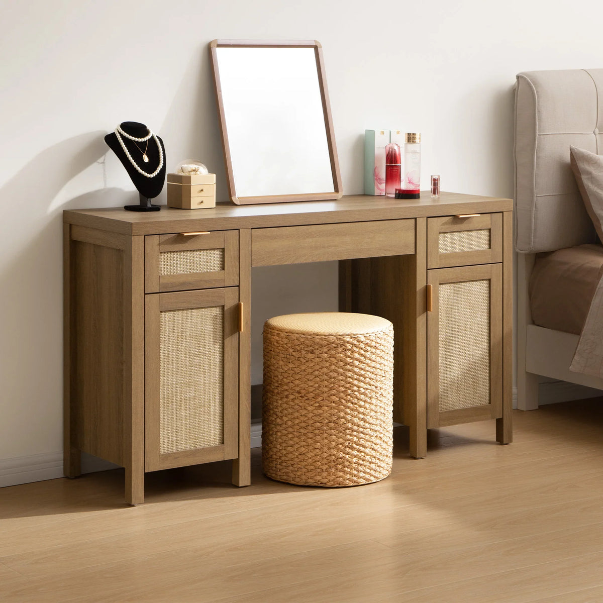 Savanna Makeup Vanity, Wardrobe and 2 Drawers Nightstands Set