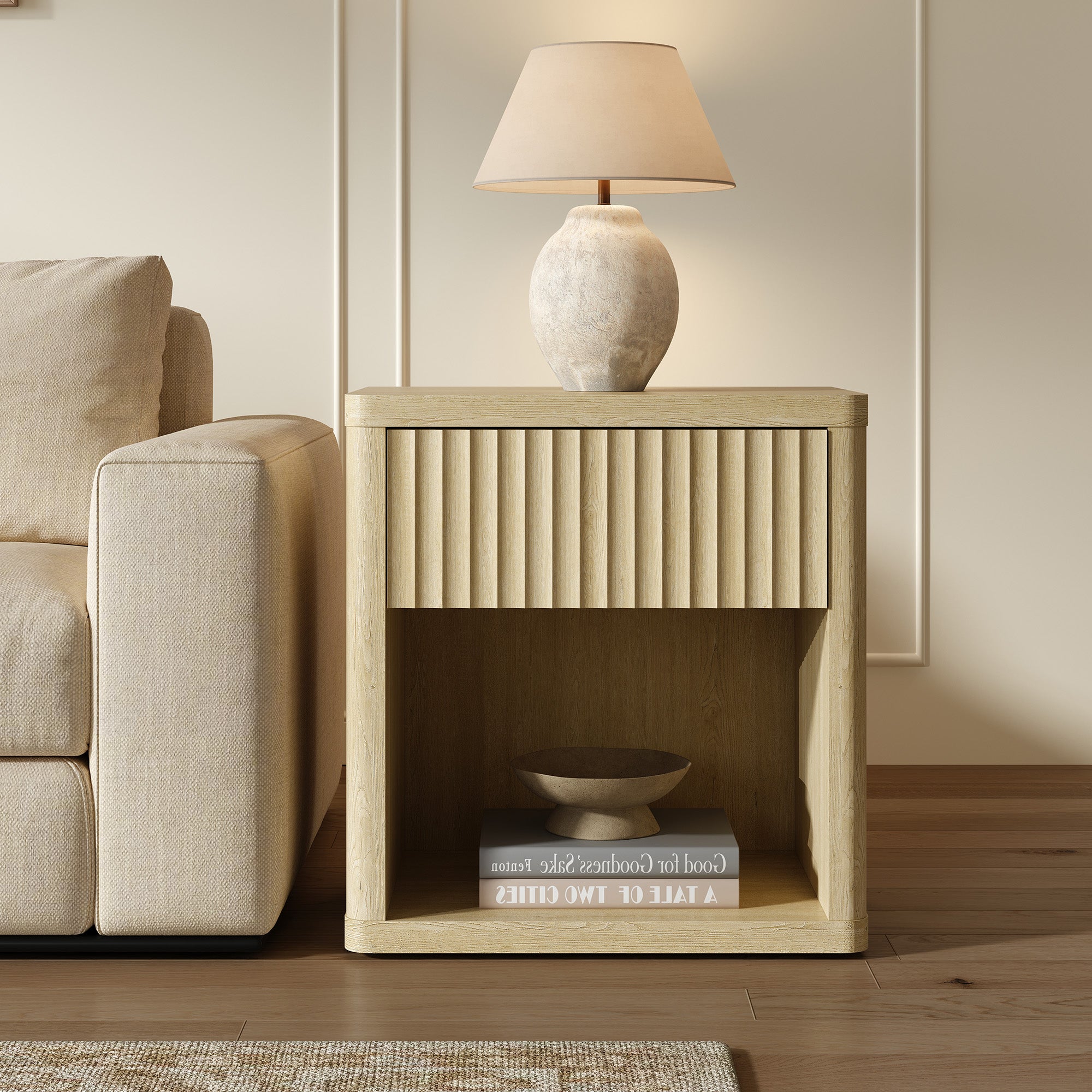 Cas Night Stand with Storage, 24.1 Inch Tall