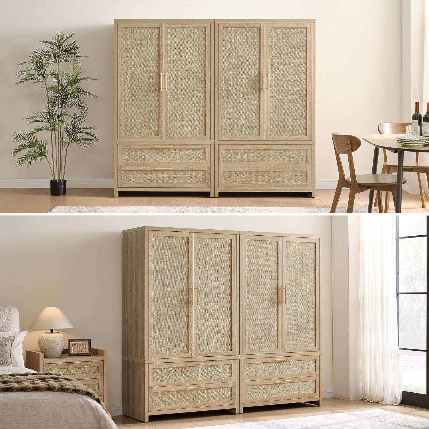 Savanna Rattan Wardrobe, 2 Drawers