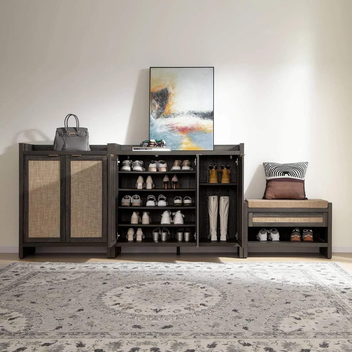 Savanna Tall Shoe Cabinet,30 Pairs Shoes