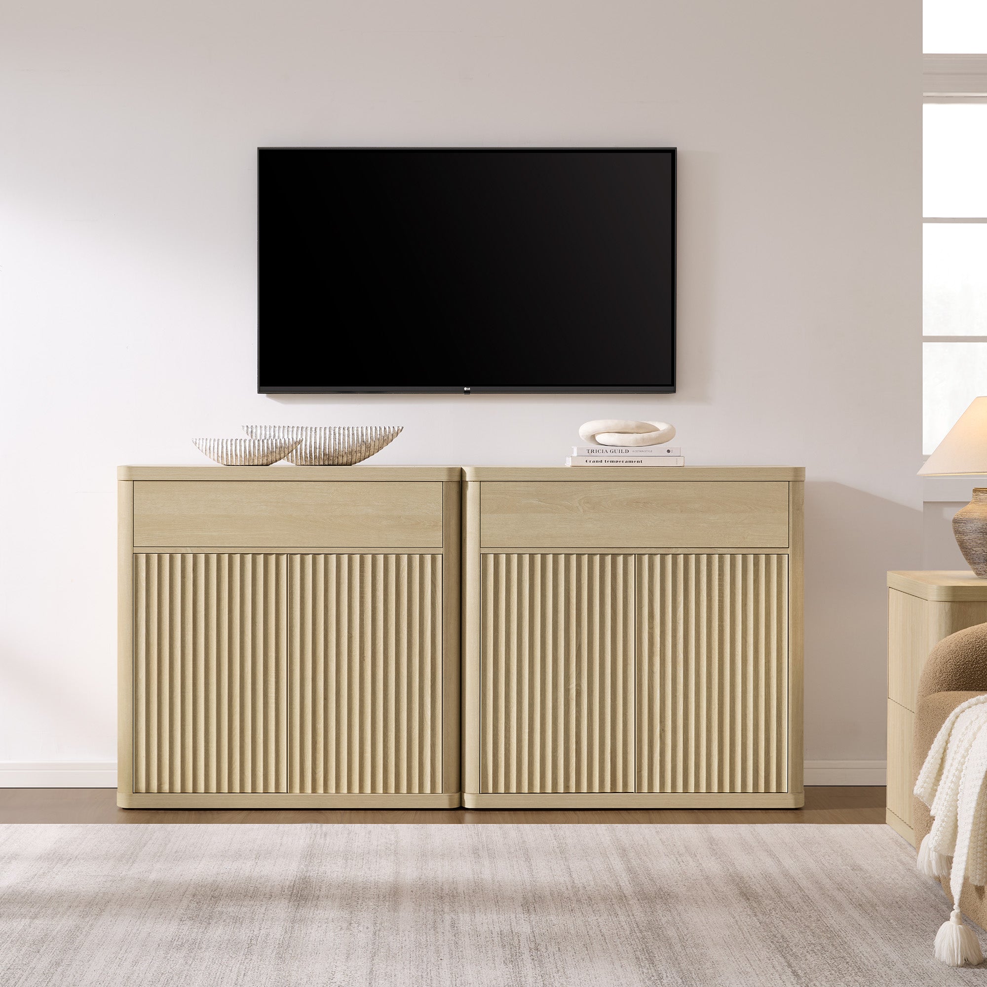 Cas Fluted Sideboard Buffet, Large Storage