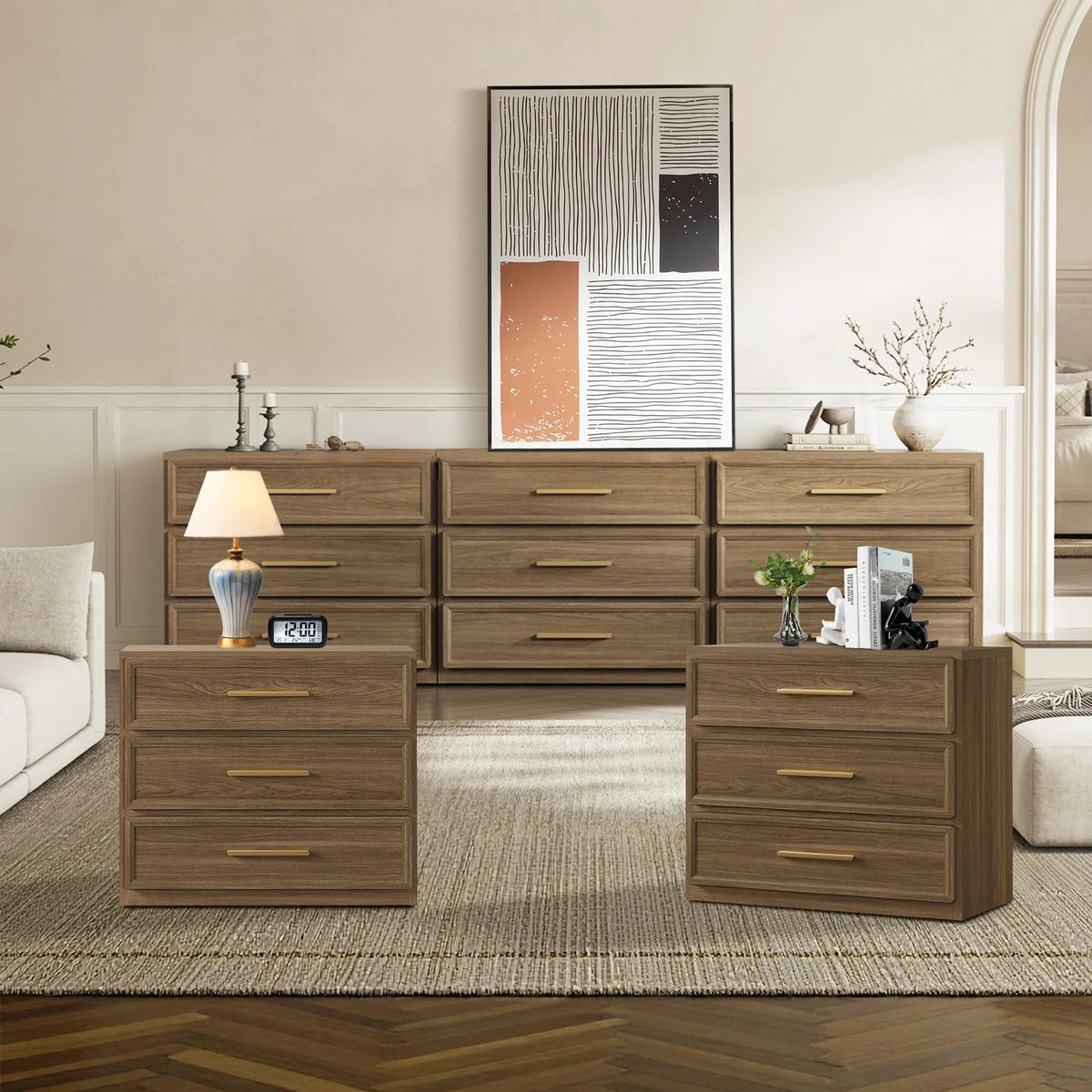 Crescent Modular 26.6'' Tall 9 Drawers Dresser and Nightstands Set
