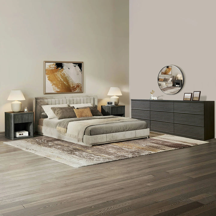 Stria 9-Drawer Dresser and Cas Nightstand Set