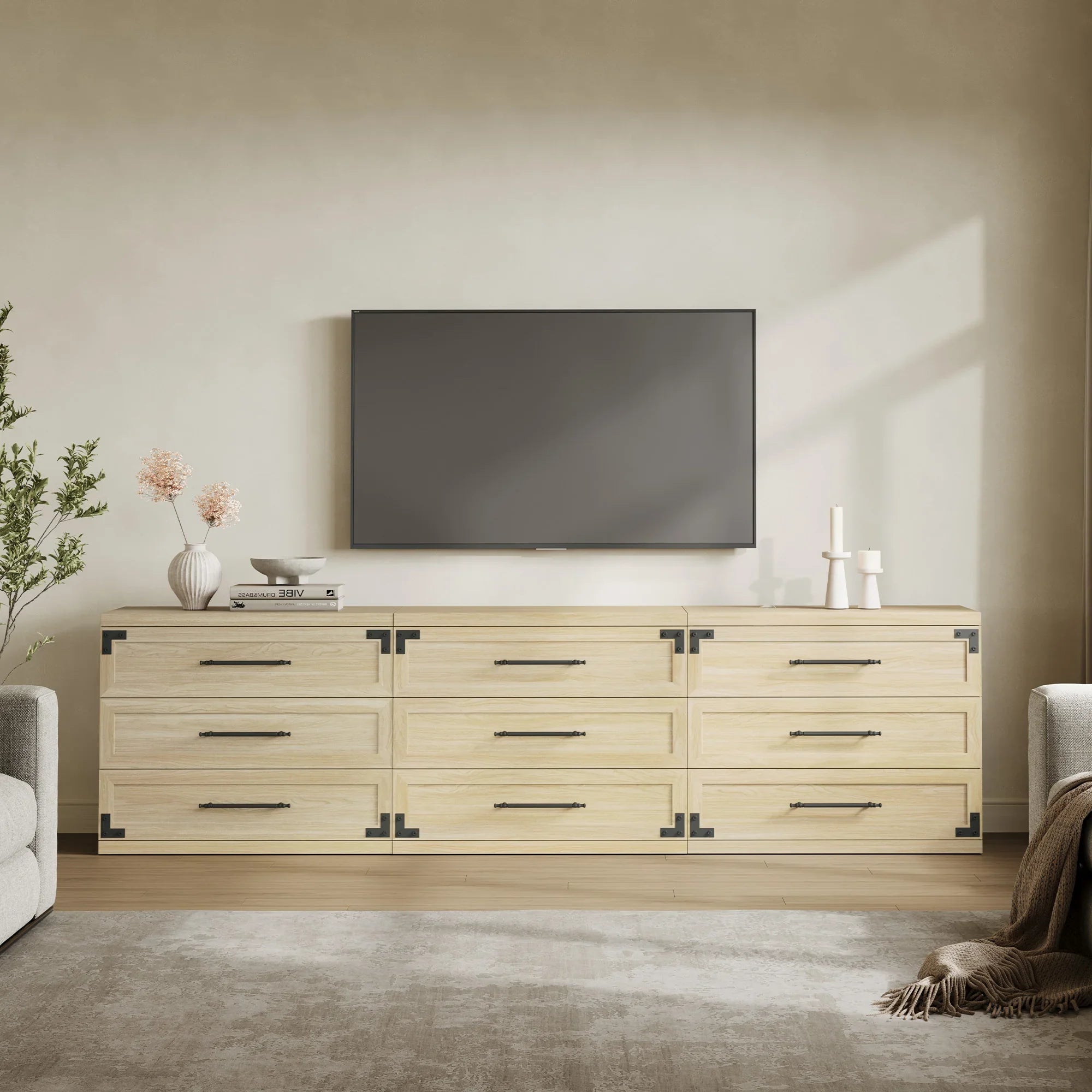 Willow 3-Drawers Nightstands Set - 2 Pieces - Oak Brown