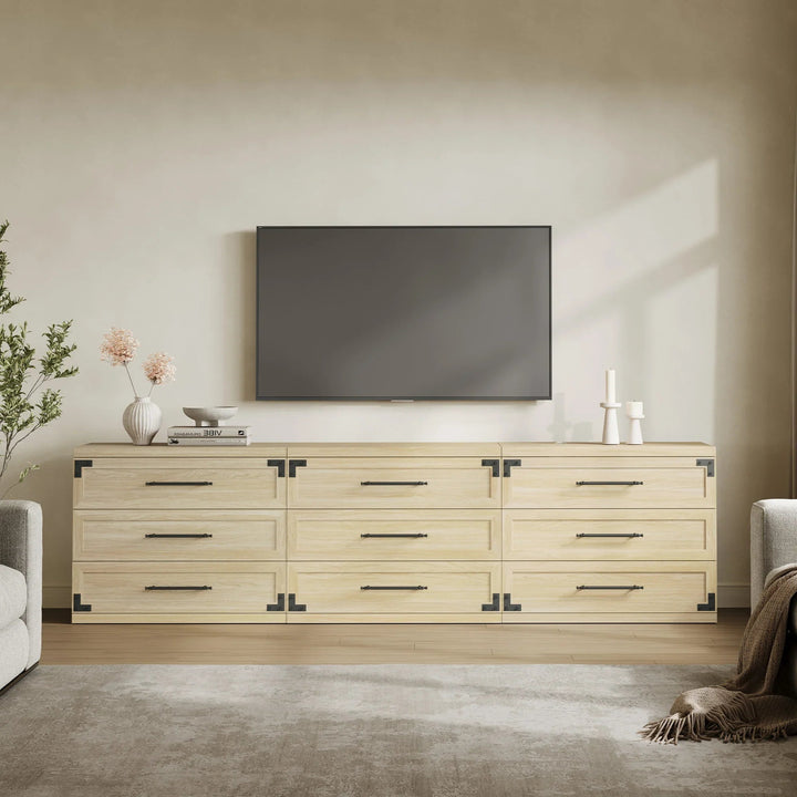 Willow 3-Drawers Nightstands Set - 2 Pieces - Oak Brown