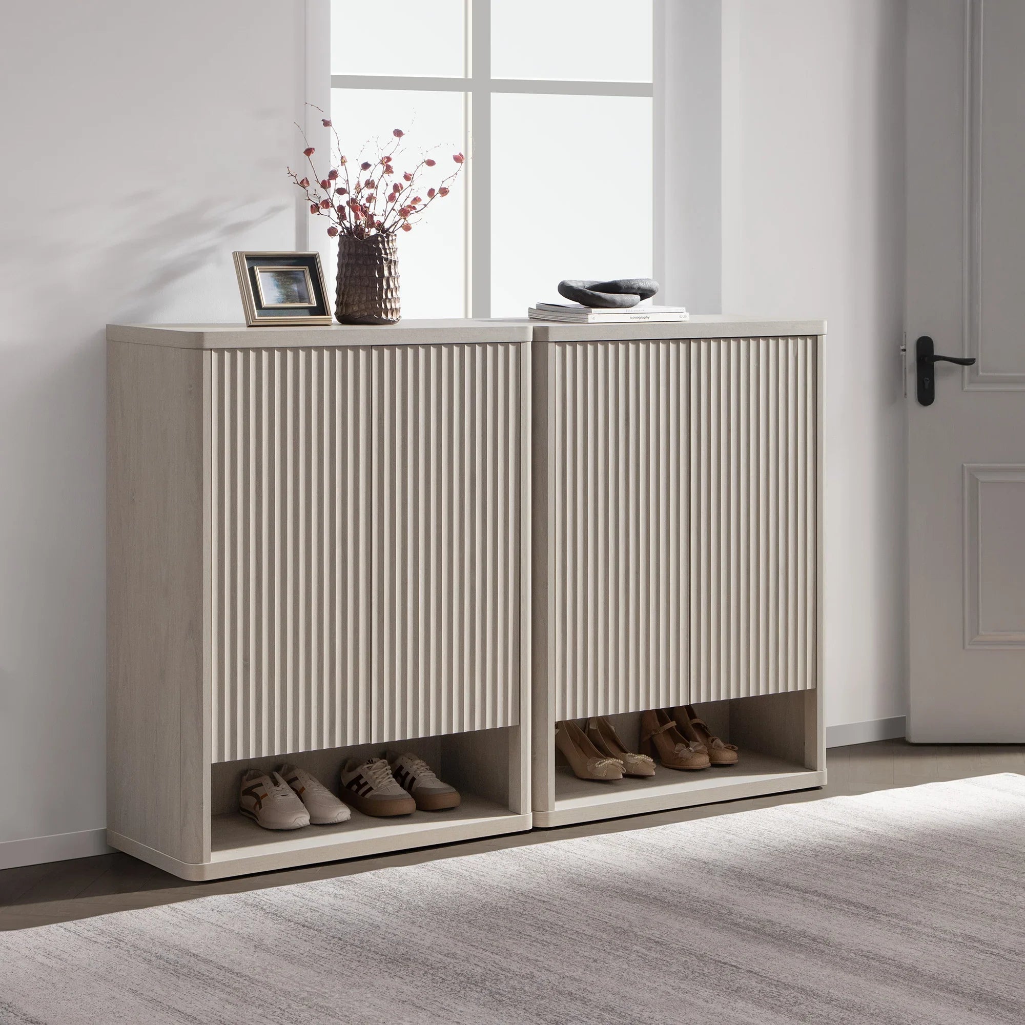 Cas Black Shoe Cabinet Entryway