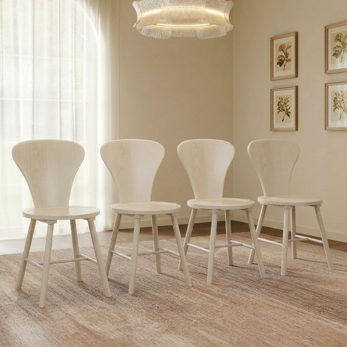 Cas Dining Table and Chairs Set for 6, Solid Wood - Dark Grey Alder - 1 Table & 6 Chairs