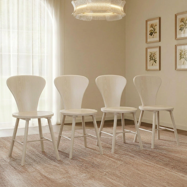 Cas Dining Table and Chairs Set for 6, Solid Wood - White Alder - 1 Table & 4 Chairs