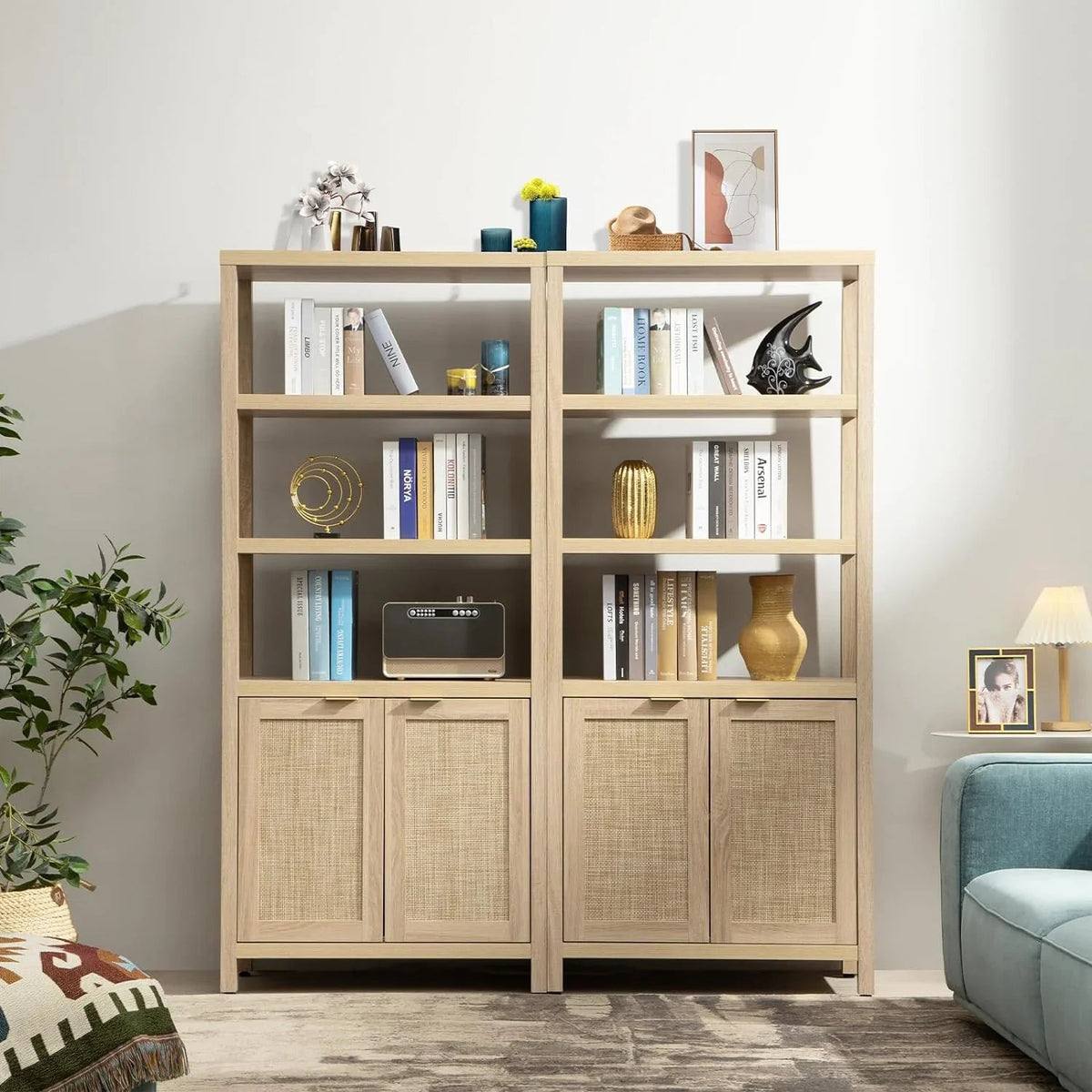 Savanna Rattan Bookshelf, Set of 2