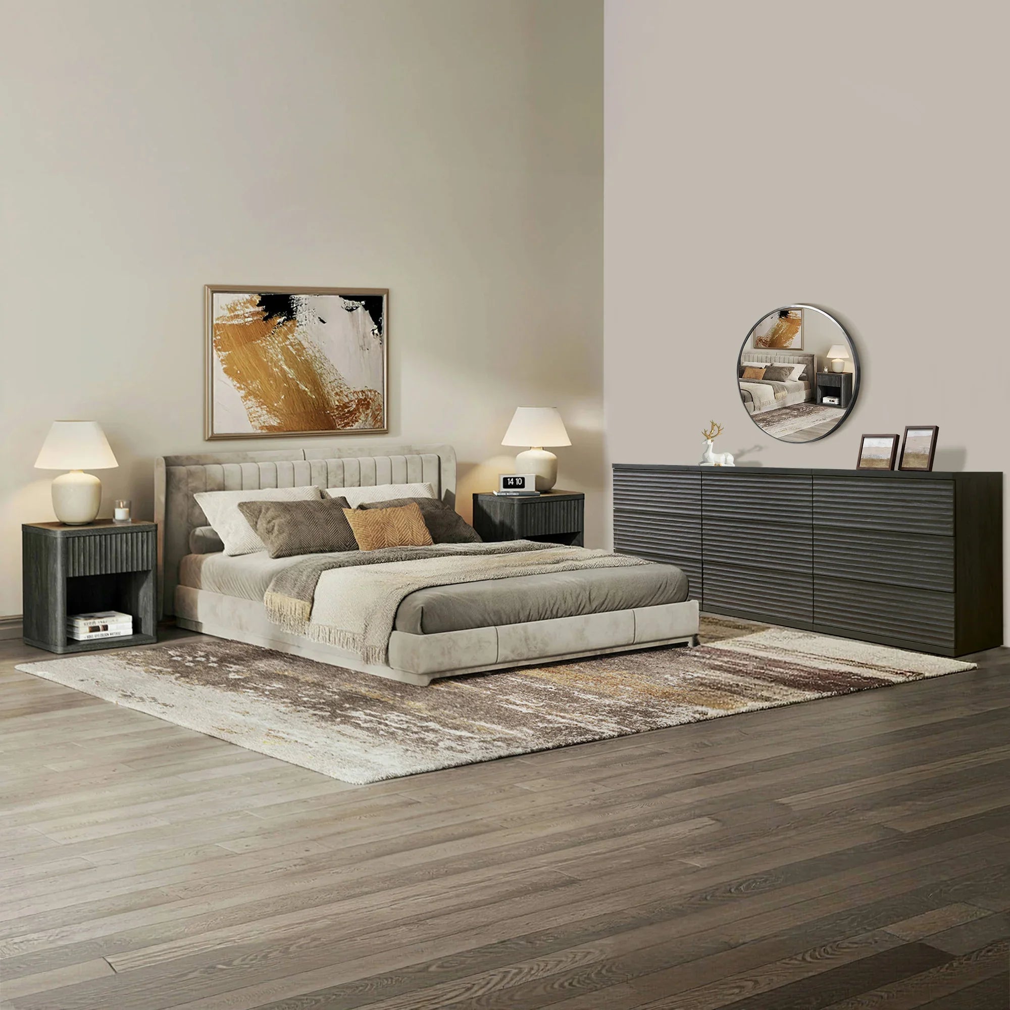 Stria Chest of Drawers and Nightstands Set