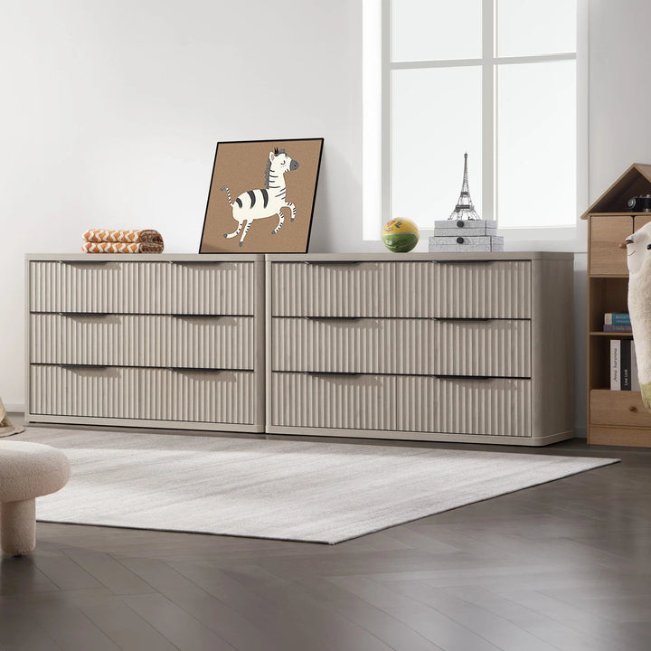 Cas 6 Drawers Dresser and 1 Drawer Nightstands Set for Bedroom - 1 Set - Dark Grey Alder