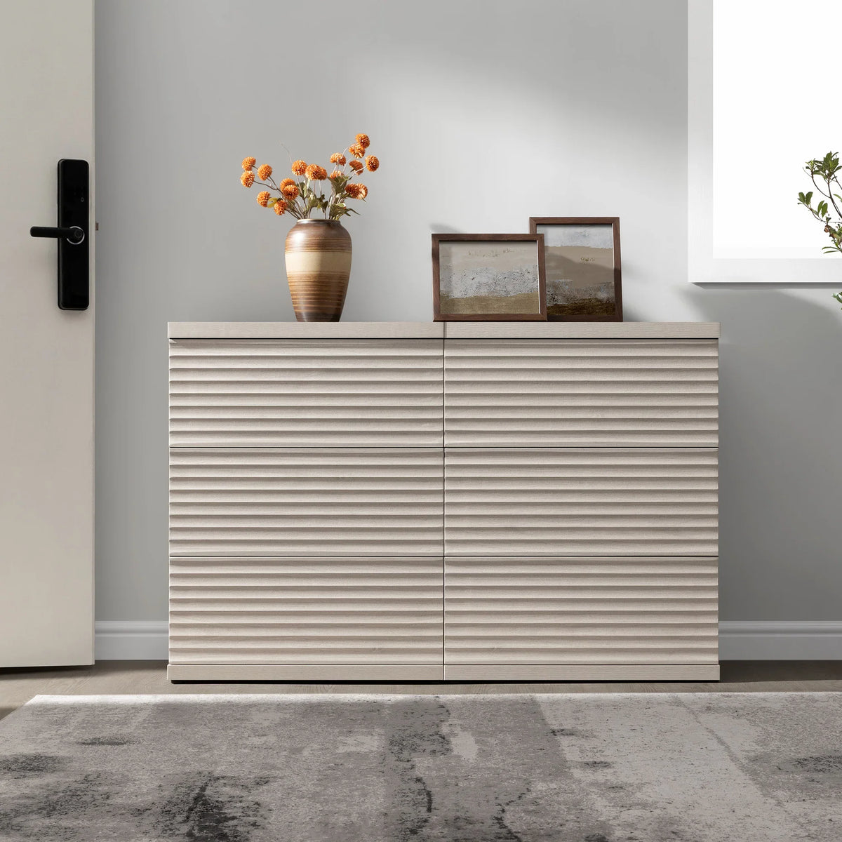 Stria 6 Drawers Dresser and Cas Nightstands Set
