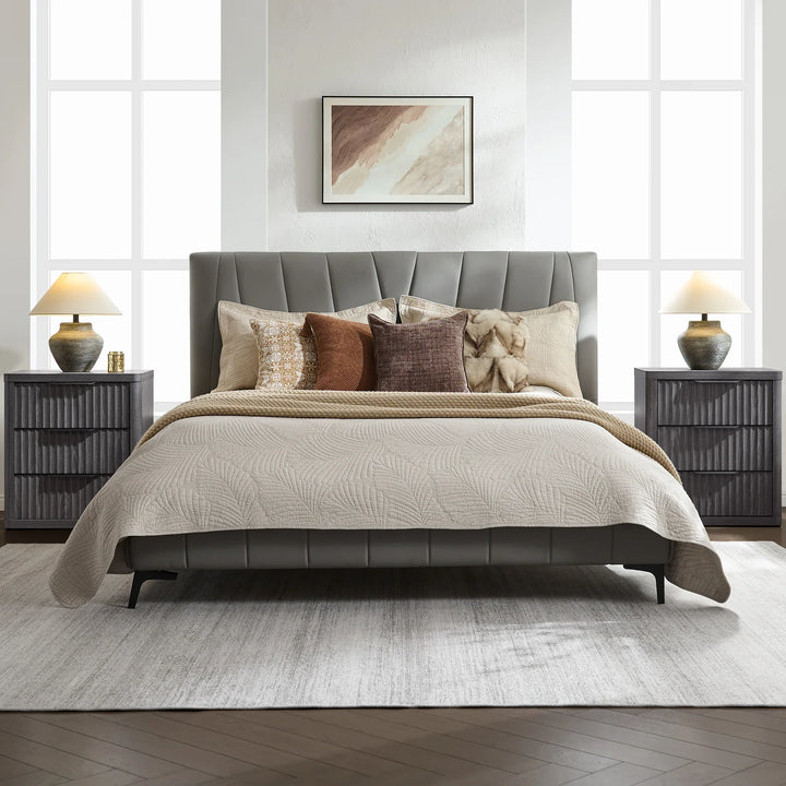 Cas 6 Drawers Dresser and 3 Drawers Nightstands Set for Bedroom