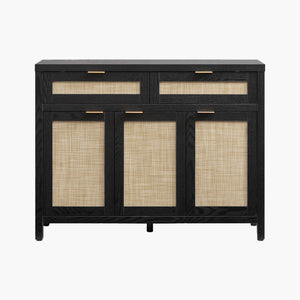 Savanna Black Rattan Sideboard with Drawers