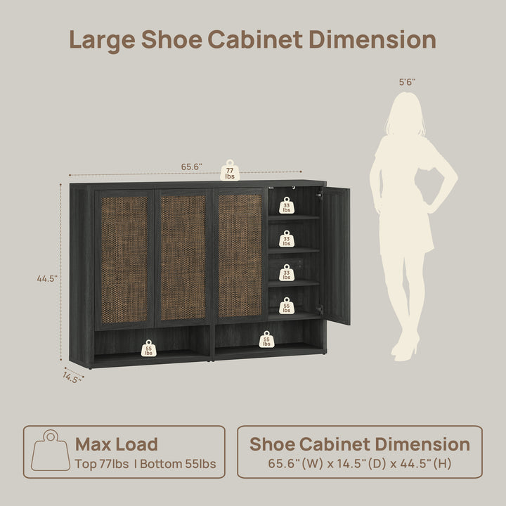 Zura 2-Piece Black Shoe Cabinet, Holds 50 Pairs