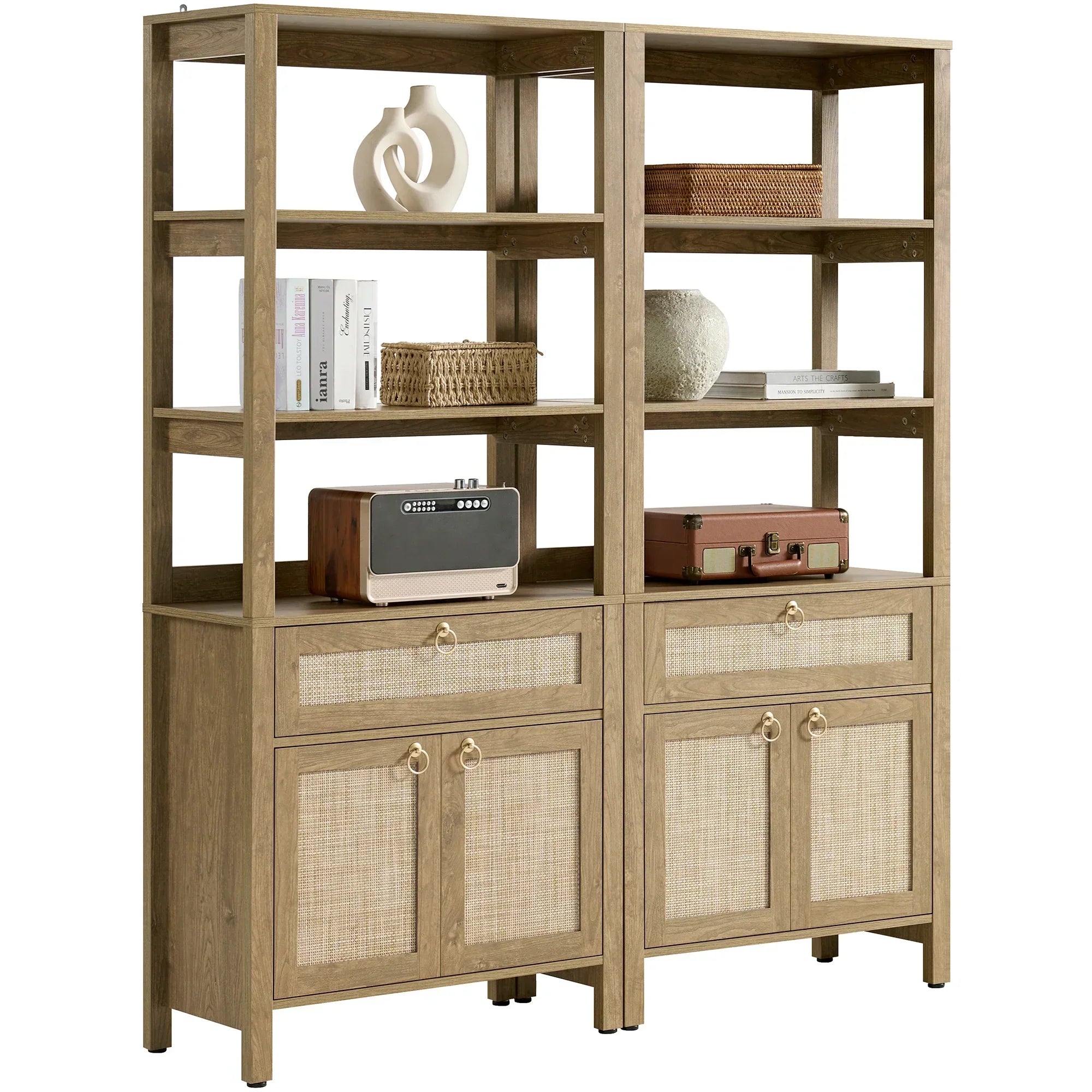 Terra 68.5Inch Bookshelf with Drawers