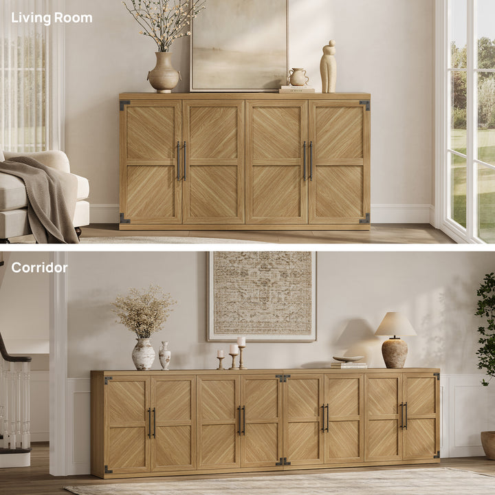 Willow Farmhouse Buffet Cabinet with 4 Doors, Set of 2