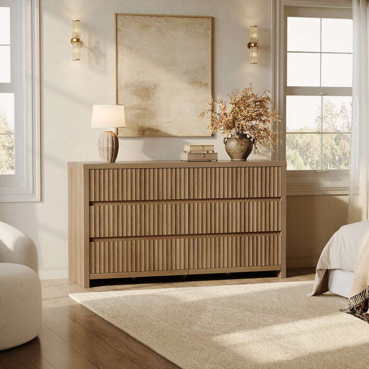 SICOTAS 6-Drawer Dresser for Bedroom, Fluted 55.15