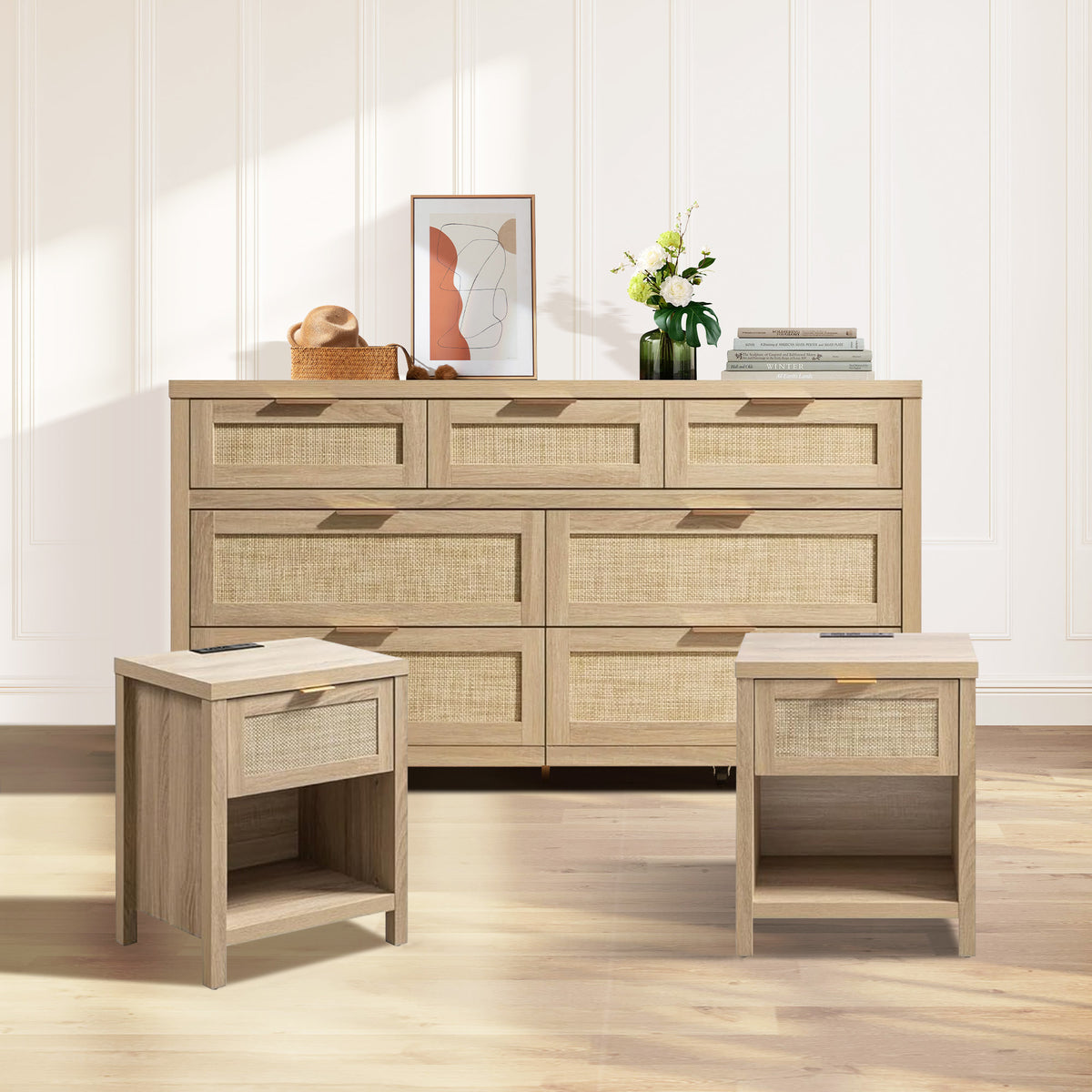 Savanna Cabinet Bedroom Set with Charging Station