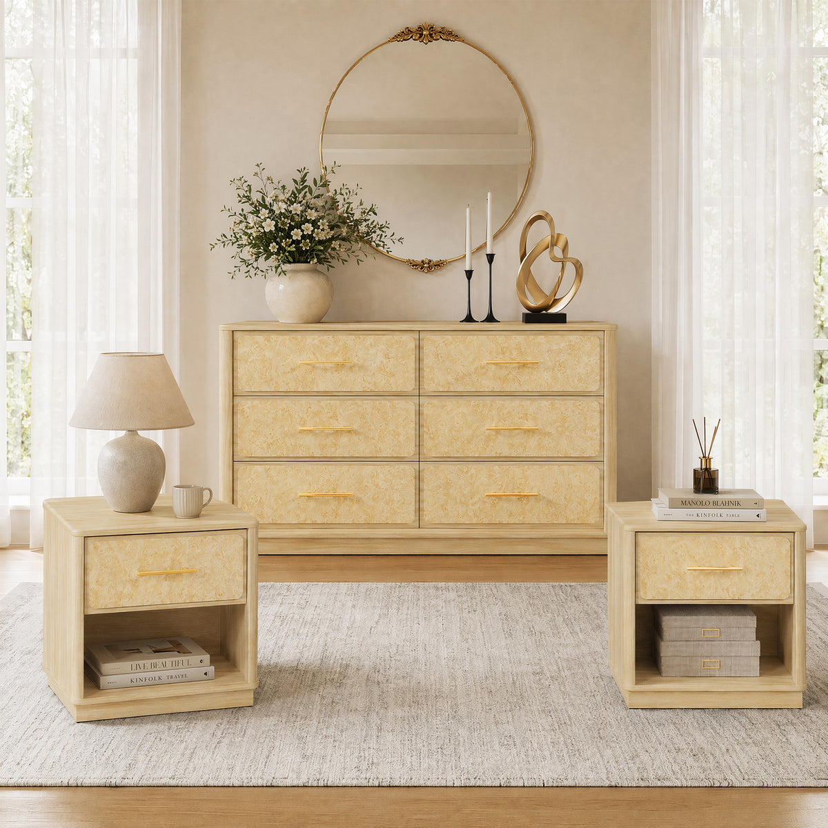 Burluxe Dresser with Drawers and Nightstands Set